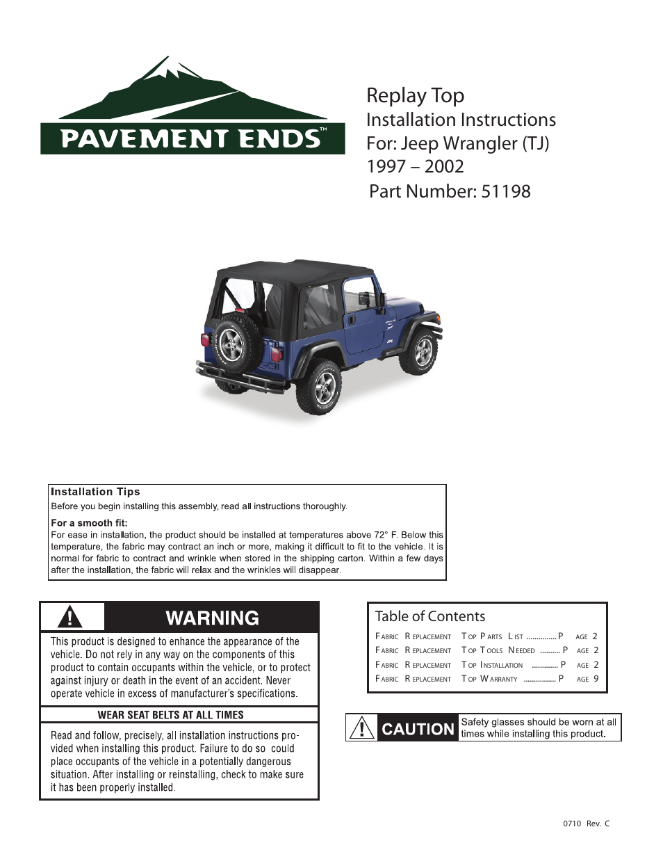 Pavement Ends 51198 Replay User Manual | 9 pages