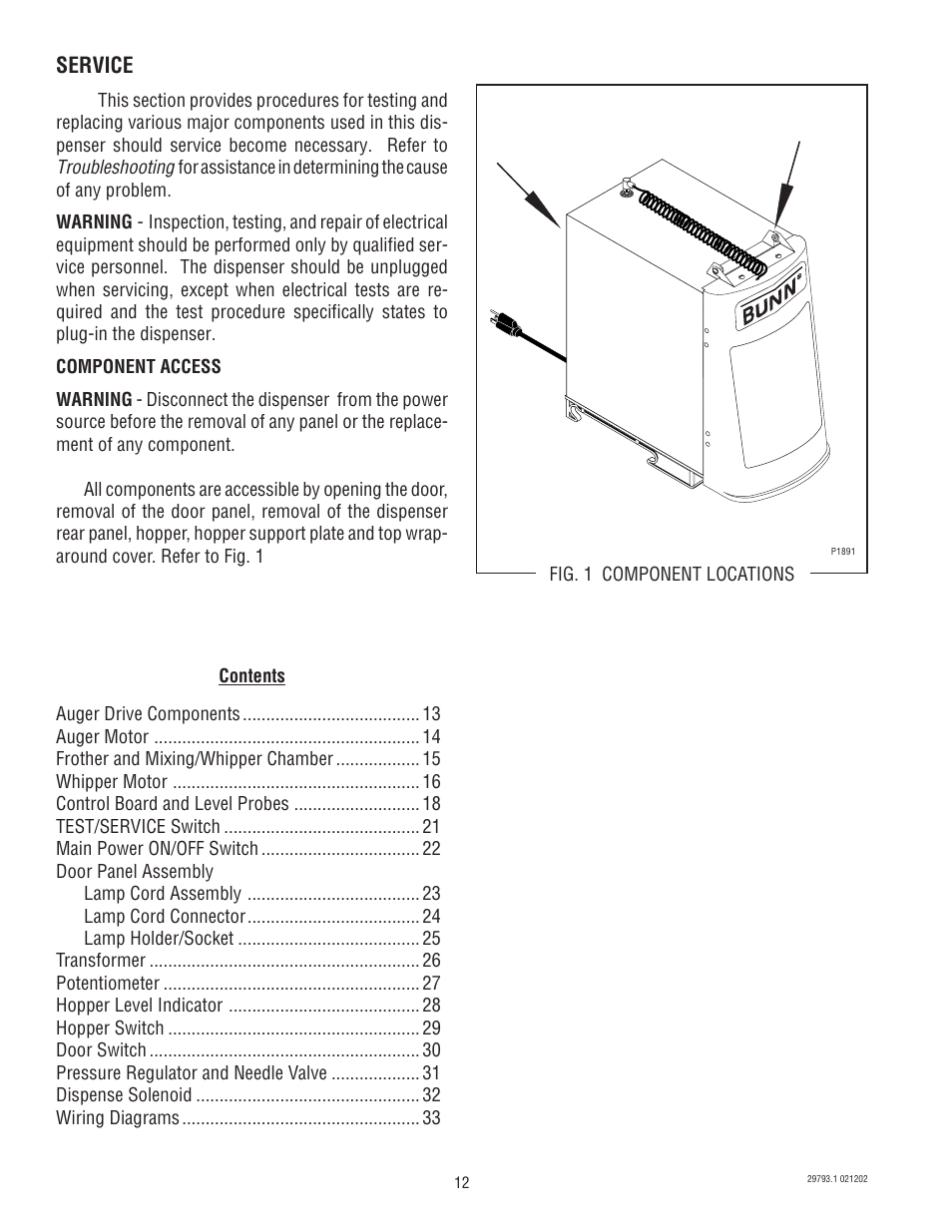 Service | Bunn dispenser User Manual | Page 12 / 34