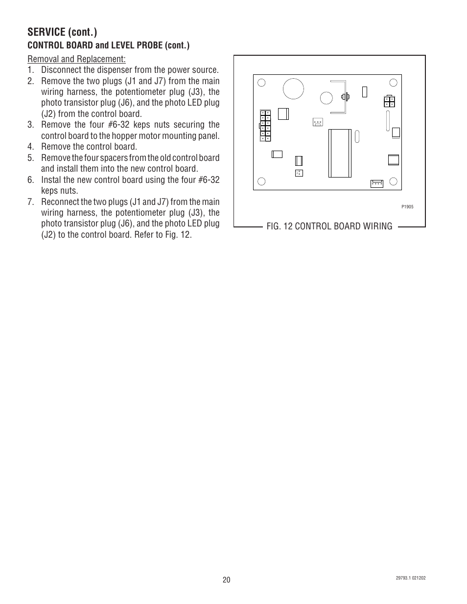 Service (cont.) | Bunn dispenser User Manual | Page 20 / 34