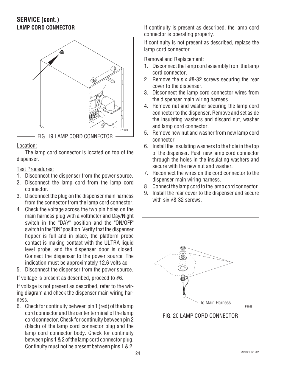 Service (cont.) | Bunn dispenser User Manual | Page 24 / 34