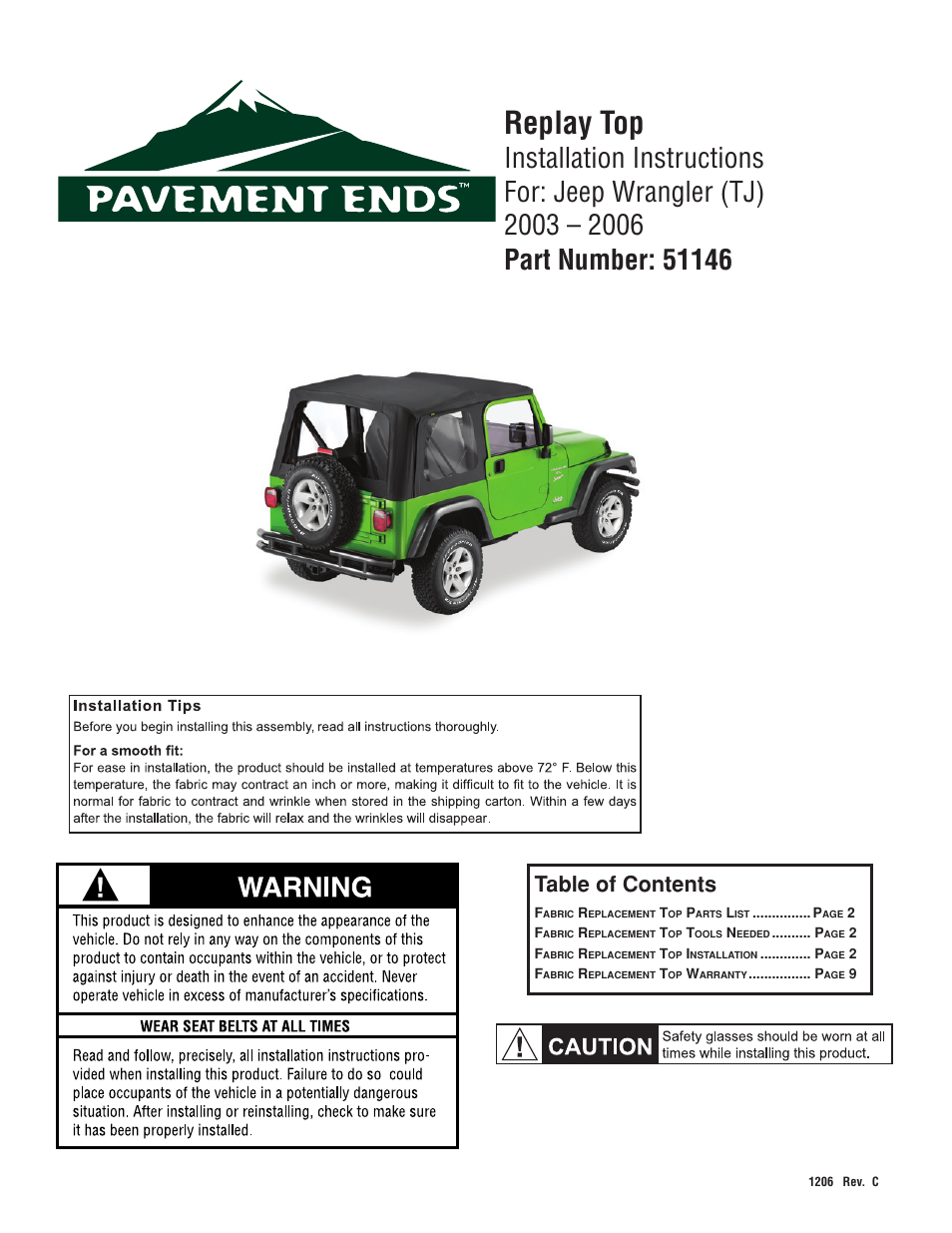 Pavement Ends 51146 Replay User Manual | 9 pages