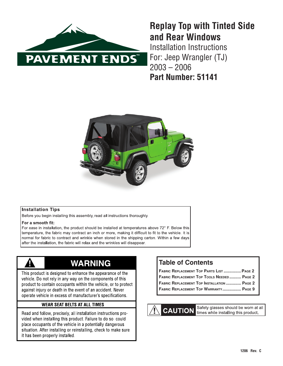 Pavement Ends 51141 Replay User Manual | 9 pages