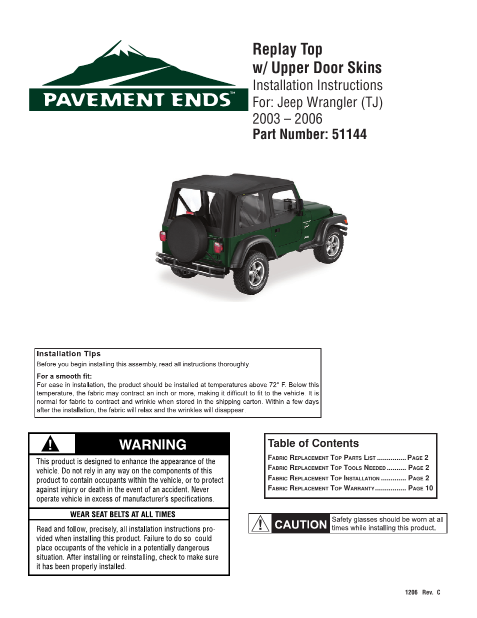 Pavement Ends 51144 Replay User Manual | 10 pages