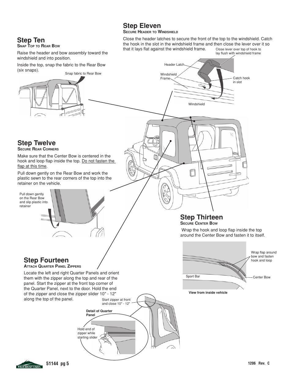 Step ten, Step twelve, Step eleven | Step thirteen, Step fourteen | Pavement Ends 51144 Replay User Manual | Page 5 / 10