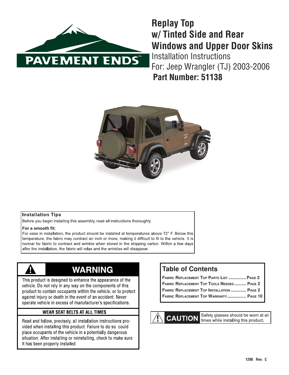 Pavement Ends 51138 Replay User Manual | 10 pages