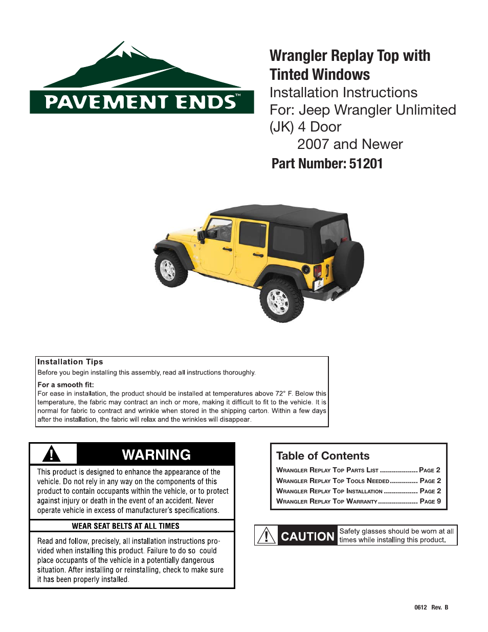 Pavement Ends 51201 Replay User Manual | 9 pages