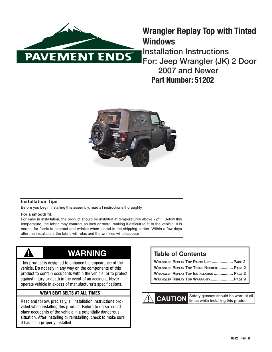 Pavement Ends 51202 Replay User Manual | 9 pages