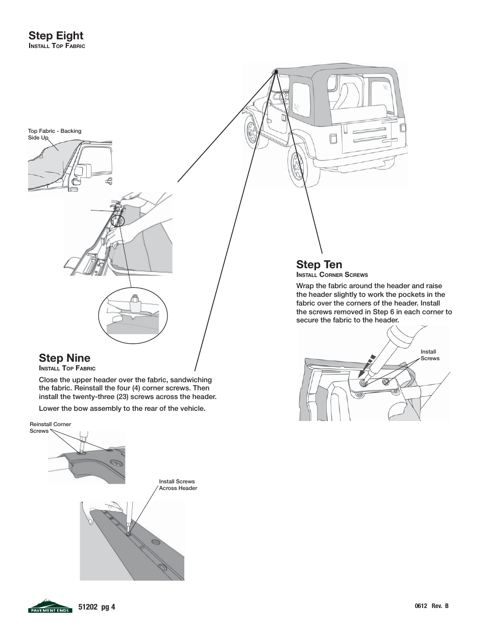 Step nine, Step ten, Step eight | Pavement Ends 51202 Replay User Manual | Page 4 / 9
