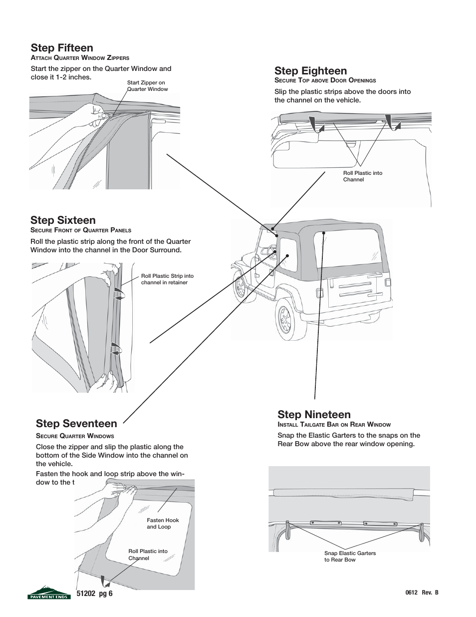 Step sixteen, Step eighteen, Step seventeen | Step fifteen, Step nineteen | Pavement Ends 51202 Replay User Manual | Page 6 / 9