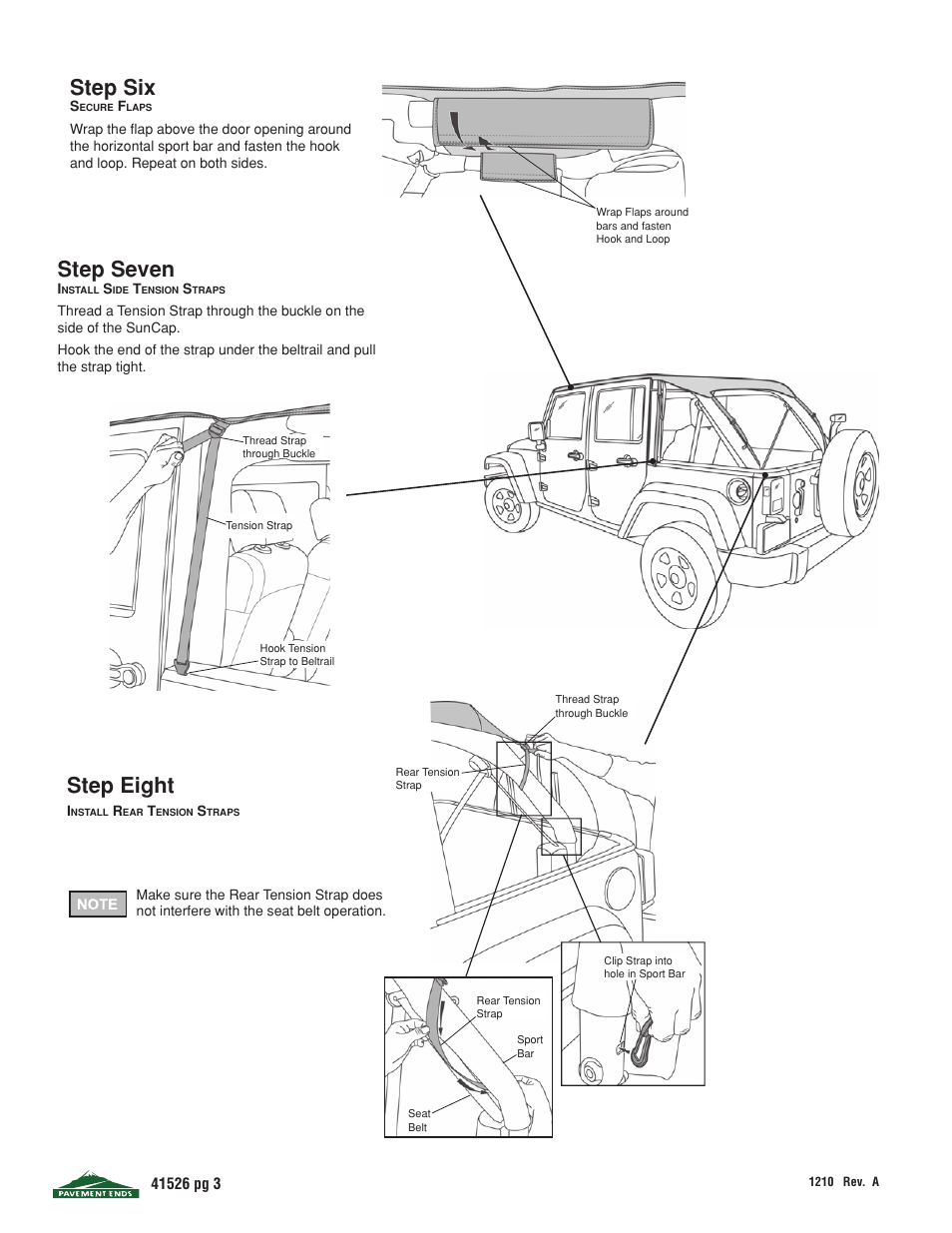 Step six, Step seven, Step eight | Pavement Ends 41526 Sun Cap User Manual | Page 3 / 4