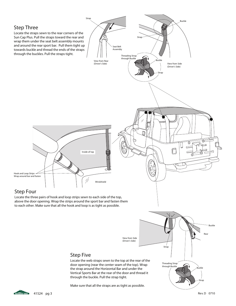 Step three, Step four, Step five | Pavement Ends 41524 Sun Cap User Manual | Page 3 / 4