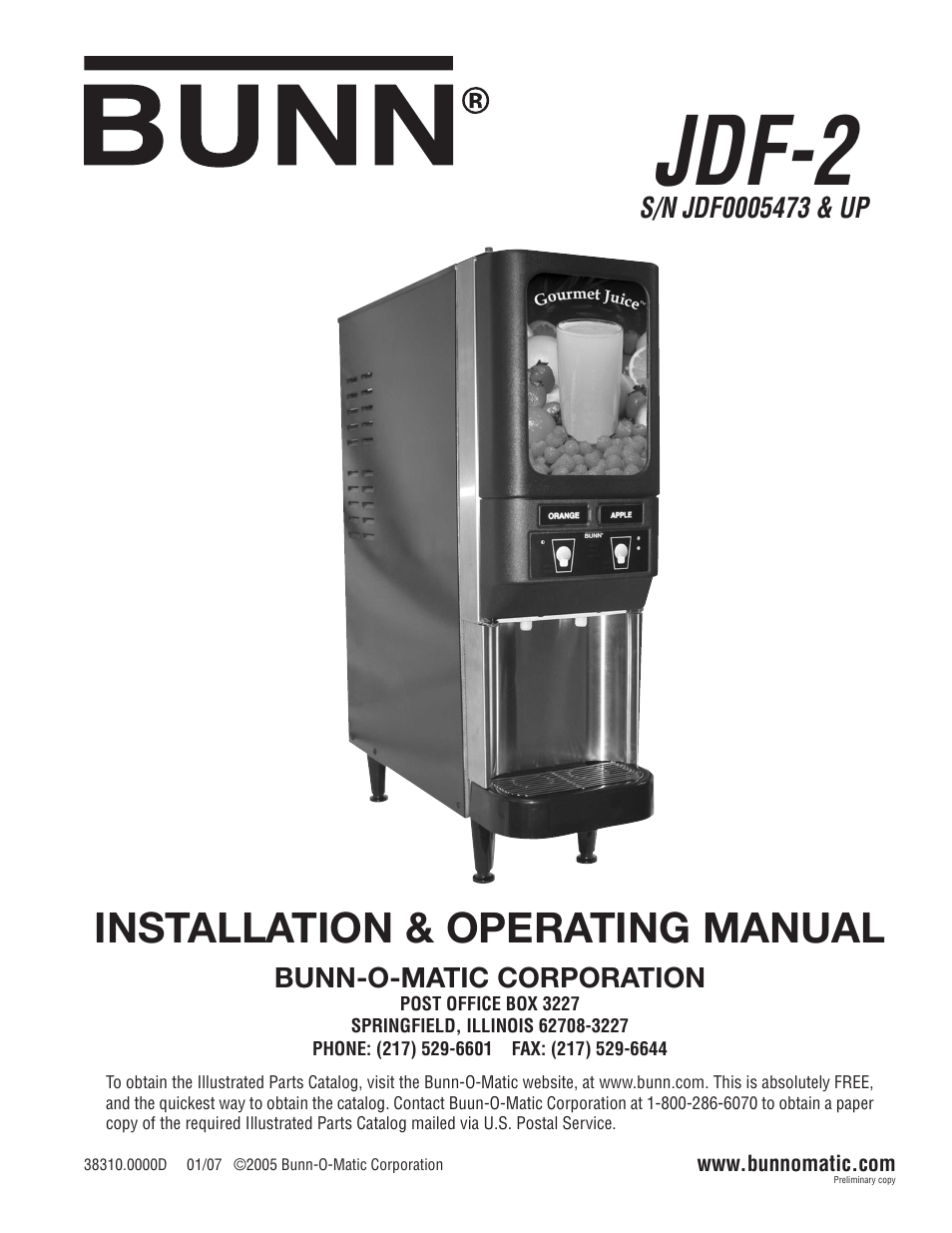 Bunn JDF-2N User Manual | 32 pages