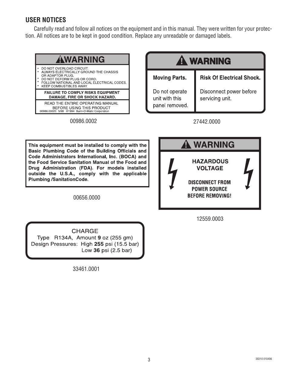 User notices | Bunn JDF-2N User Manual | Page 3 / 32