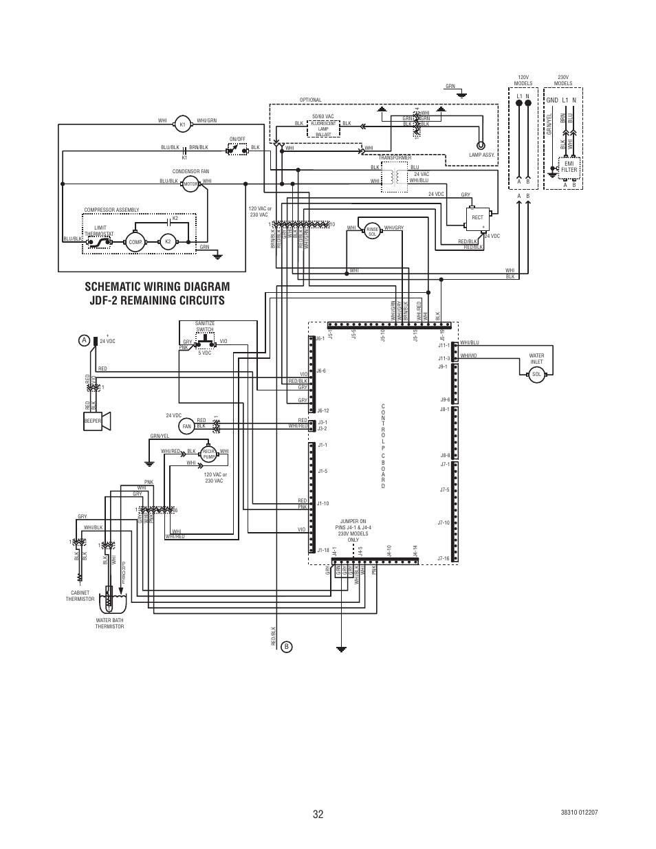 Schematic wiring diagram jdf-2 remaining circuits | Bunn JDF-2N User Manual | Page 32 / 32