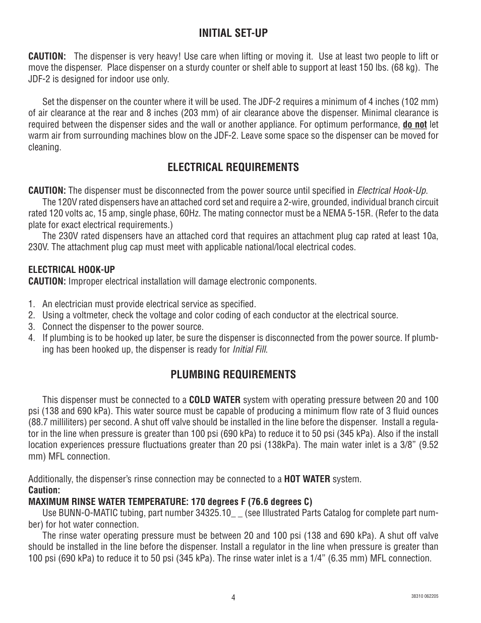 Bunn JDF-2N User Manual | Page 4 / 32