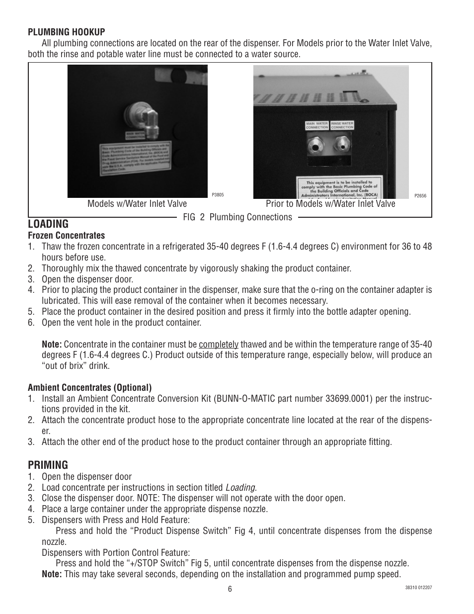 Loading, Priming | Bunn JDF-2N User Manual | Page 6 / 32