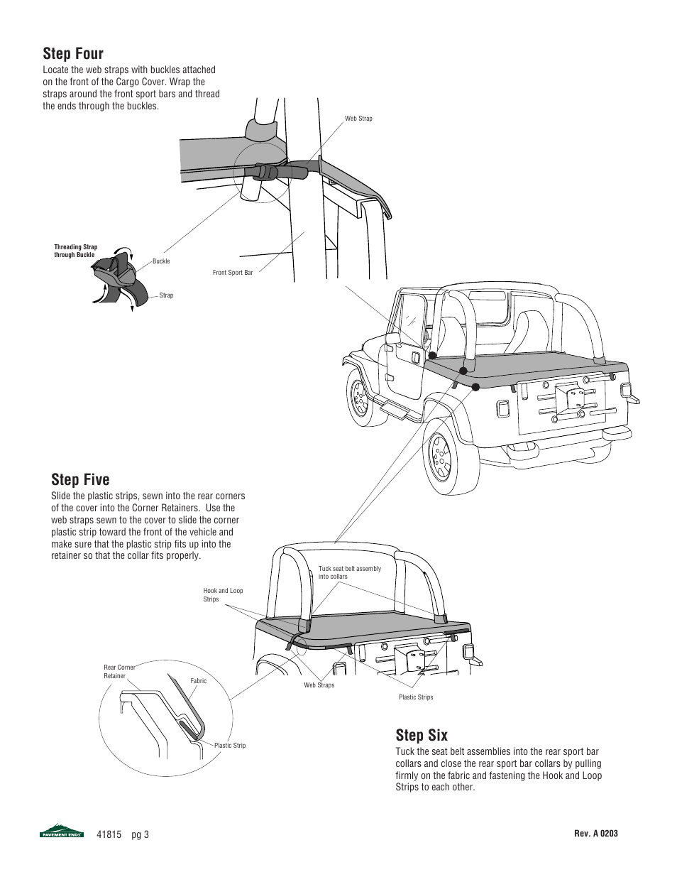 Step six, Step five, Step four | Pavement Ends 41815 Cargo Cover User Manual | Page 3 / 4