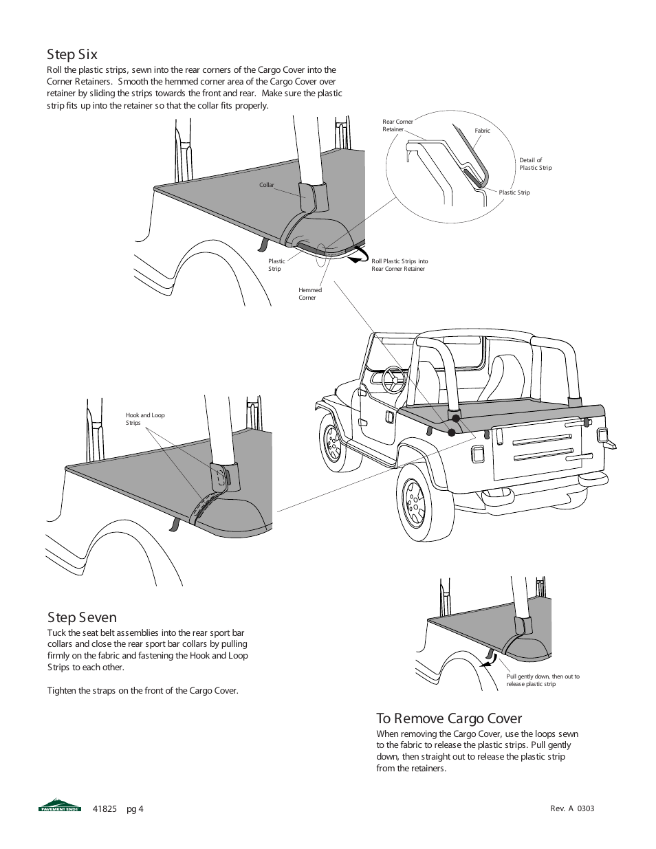 Step six, Step seven | Pavement Ends 41825 Cargo Cover User Manual | Page 4 / 6