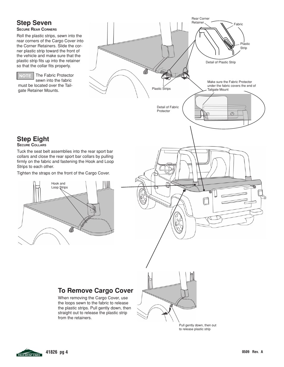 Step seven, Step eight | Pavement Ends 41826 Cargo Cover User Manual | Page 4 / 6