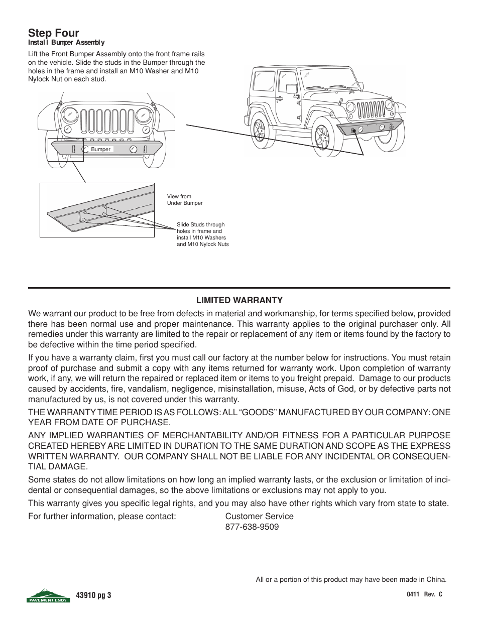 Step four | Pavement Ends 43910 Front Bumpers User Manual | Page 3 / 3