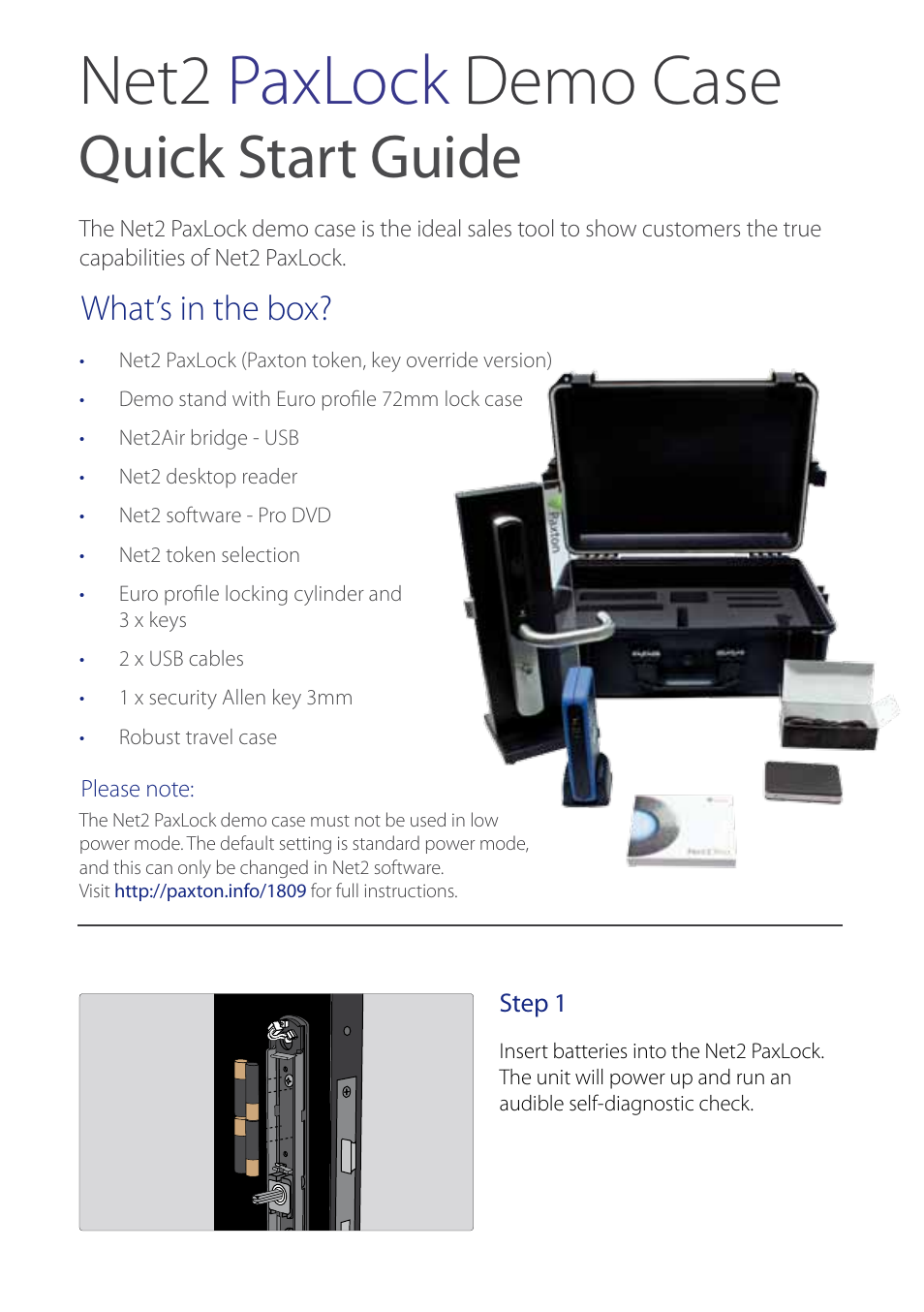 Paxton Net2 PaxLock Demo Case User Manual | 2 pages