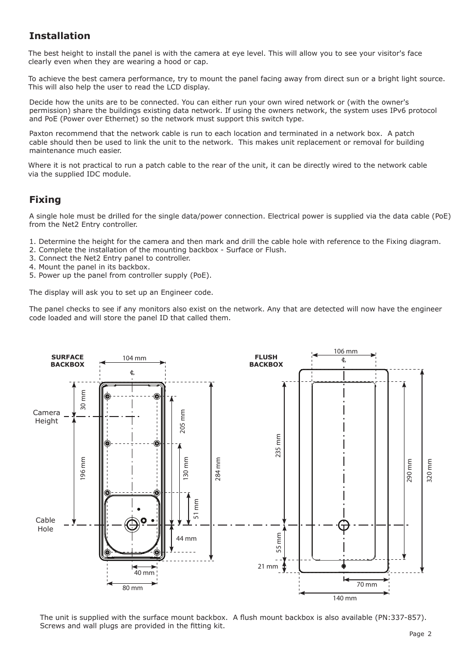 Installation fixing | Paxton Net2 Entry - Panel User Manual | Page 2 / 7