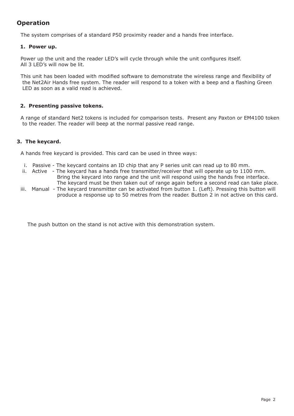 Paxton Hands free demonstration unit User Manual | Page 2 / 5