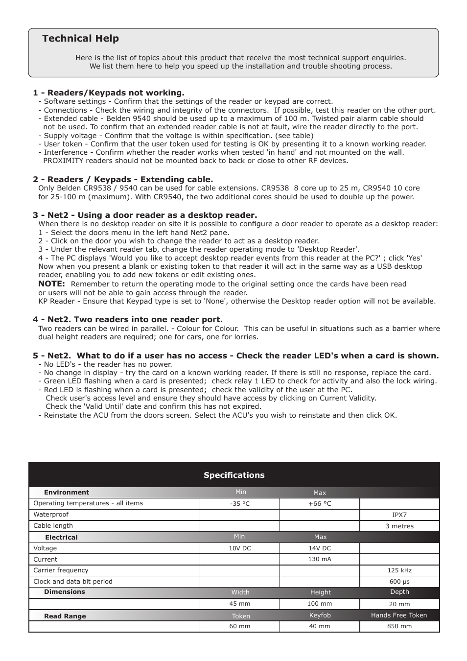 Technical help | Paxton PROXIMITY Mullion reader User Manual | Page 3 / 3