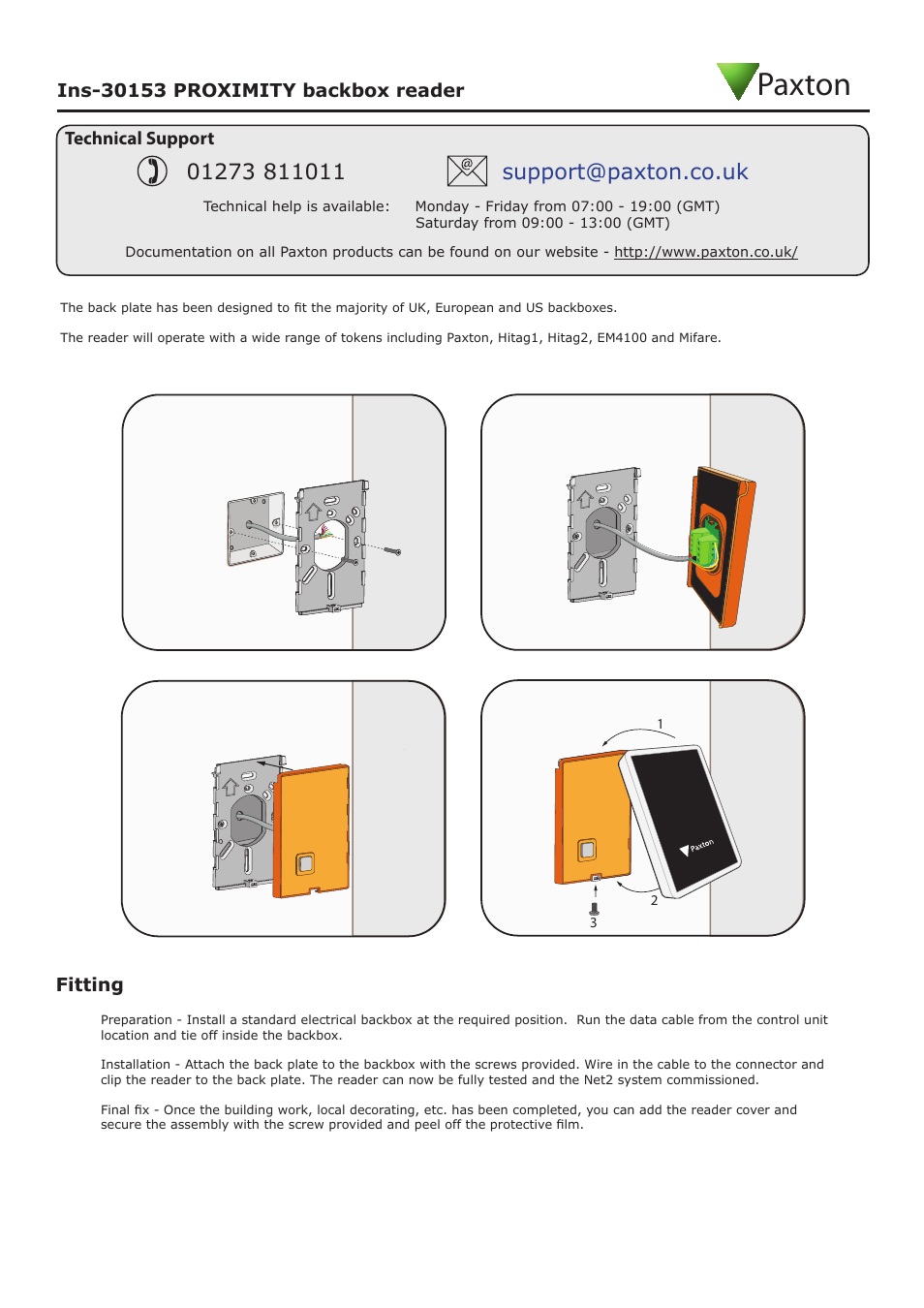 Paxton | Paxton PROXIMITY backbox reader User Manual | Page 3 / 4
