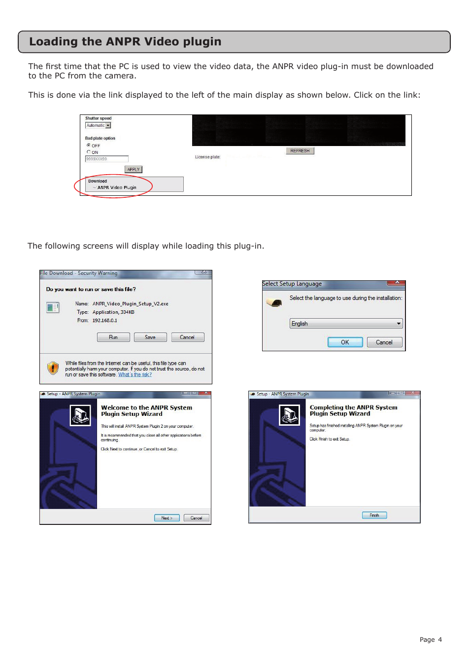 Loading the anpr video plugin | Paxton SONY number plate reader User Manual | Page 4 / 11