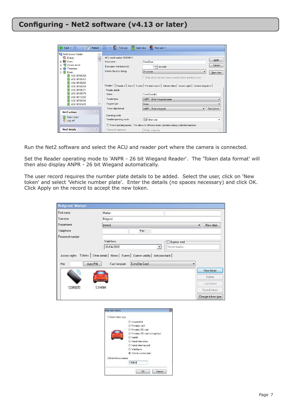 Configuring - net2 software (v4.13 or later) | Paxton SONY number plate reader User Manual | Page 7 / 11