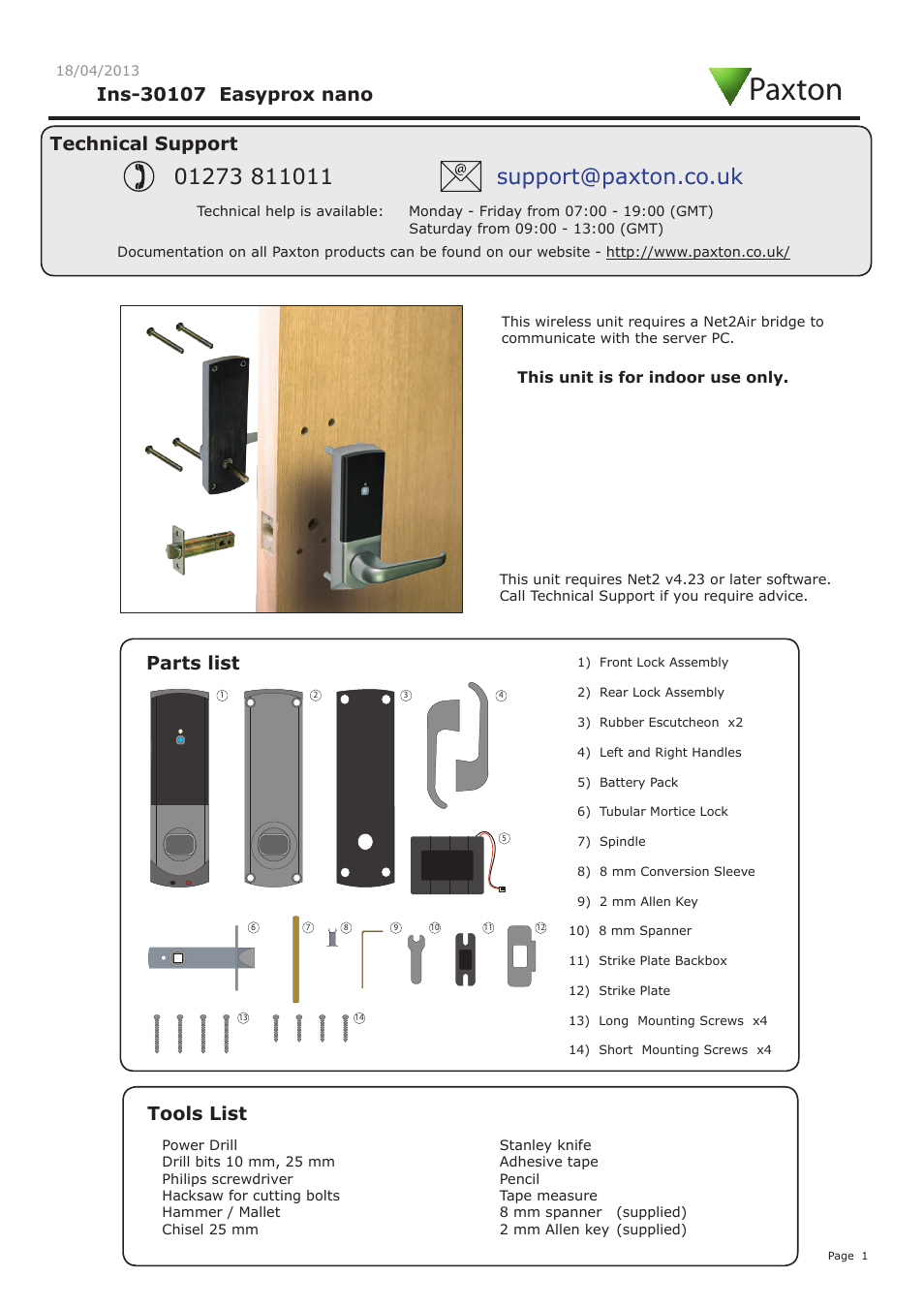 Paxton Easyprox nano User Manual | 8 pages