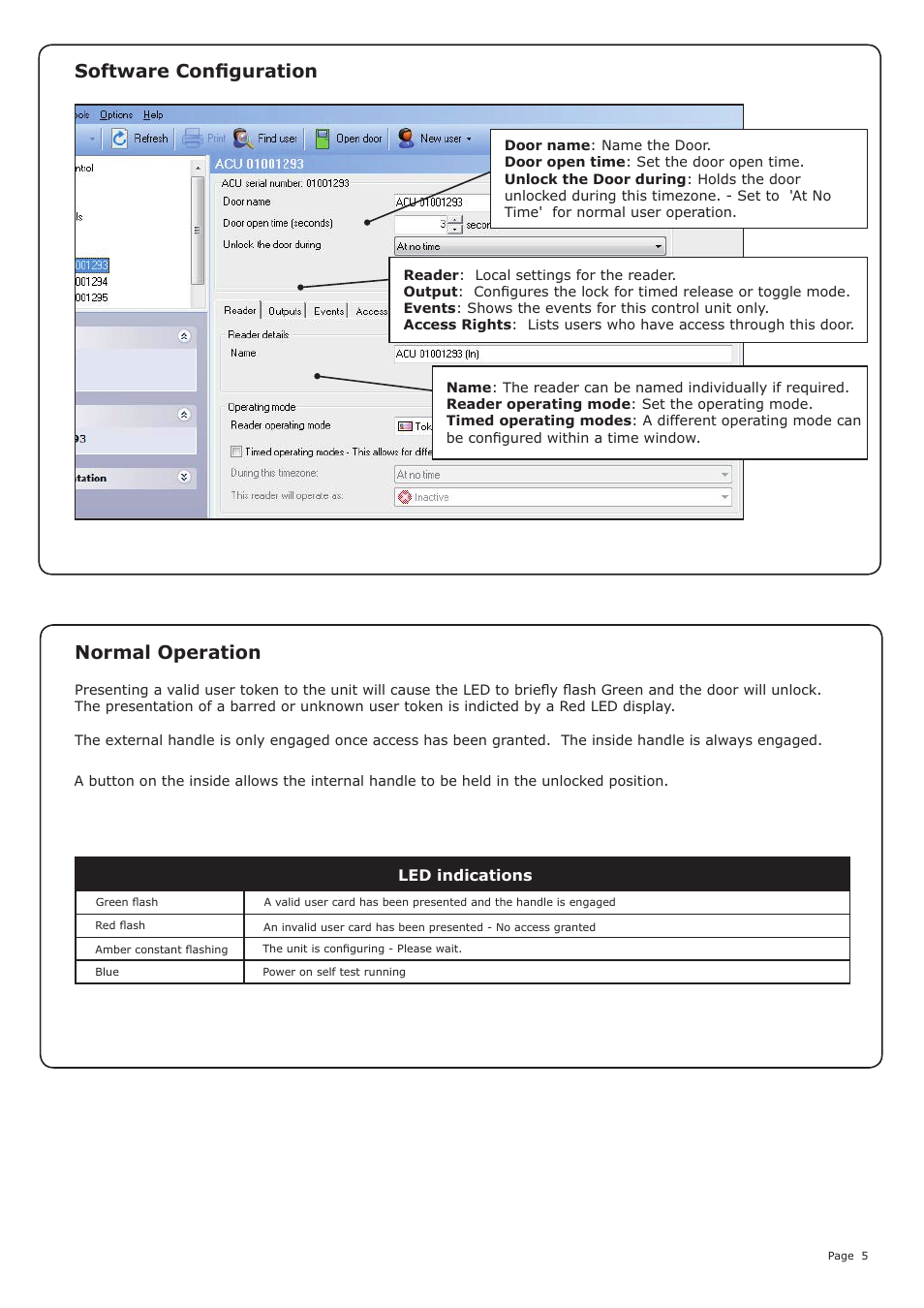 Normal operation, Software configuration | Paxton Easyprox nano User Manual | Page 5 / 8