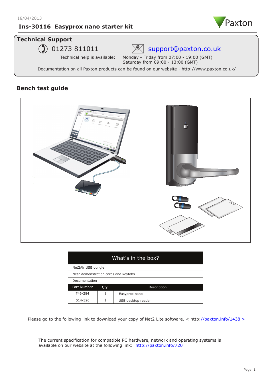 Paxton Easyprox nano starter kit User Manual | 12 pages