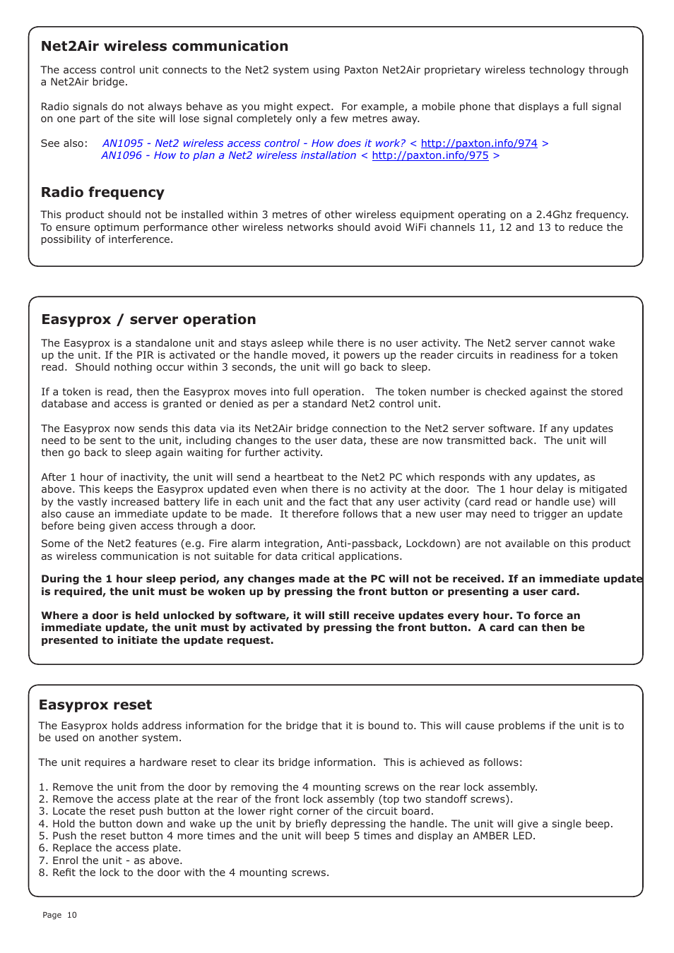 Easyprox reset | Paxton Easyprox nano starter kit User Manual | Page 10 / 12
