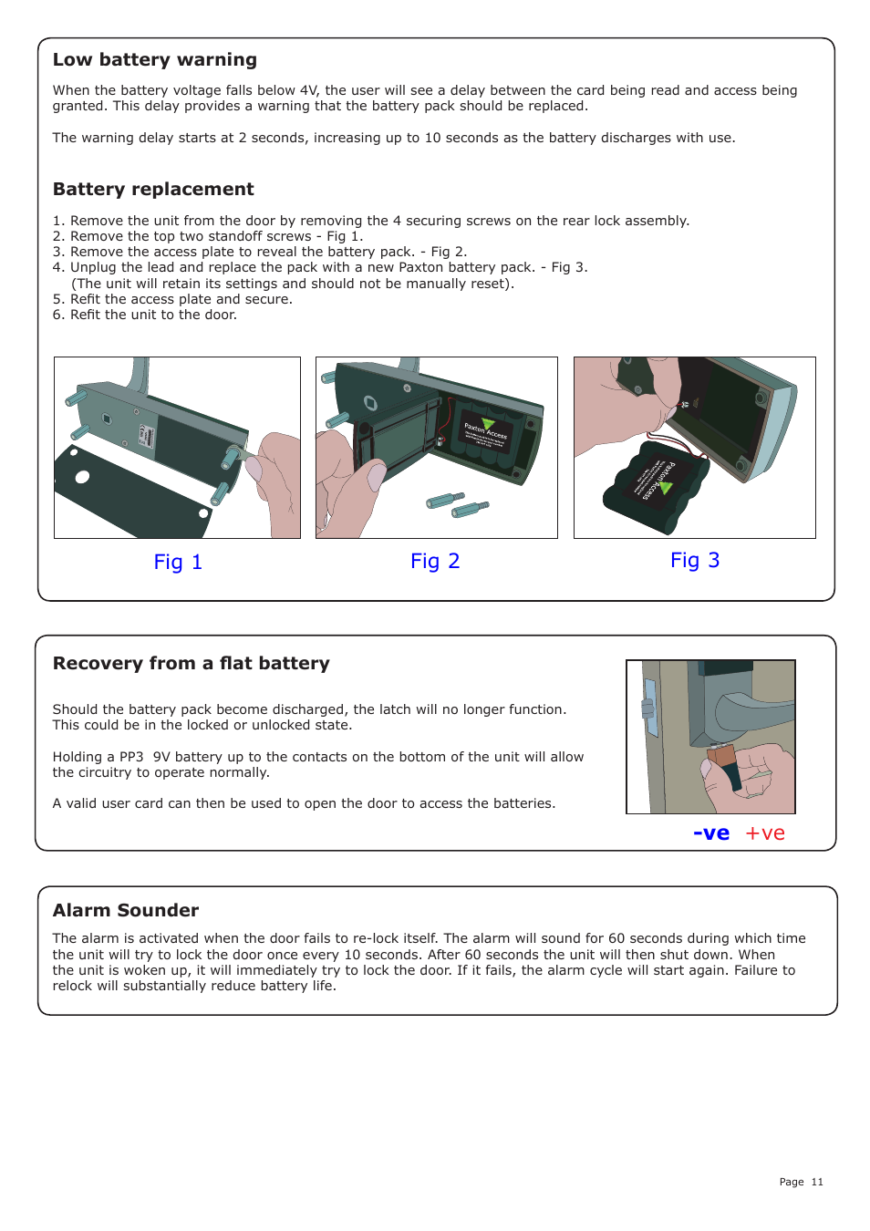Fig 1 fig 2 fig 3, Ve -ve | Paxton Easyprox nano starter kit User Manual | Page 11 / 12