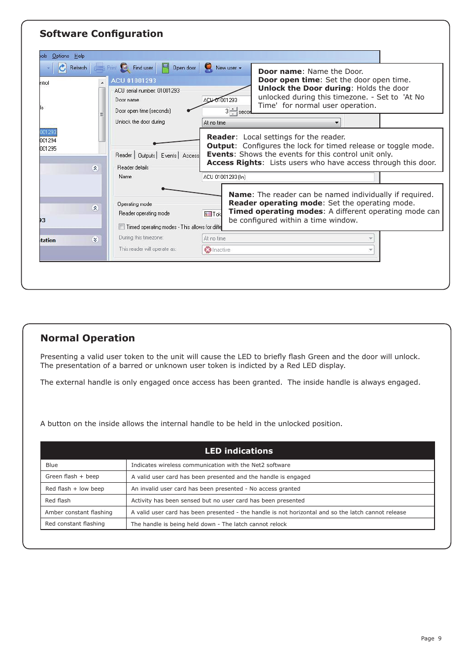 Normal operation, Software configuration | Paxton Easyprox nano starter kit User Manual | Page 9 / 12