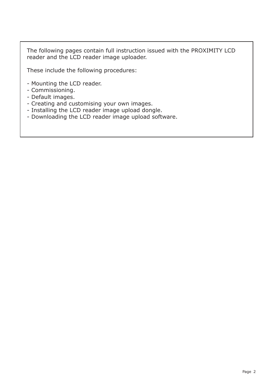 Paxton LCD PROXIMITY reader kit User Manual | Page 2 / 10
