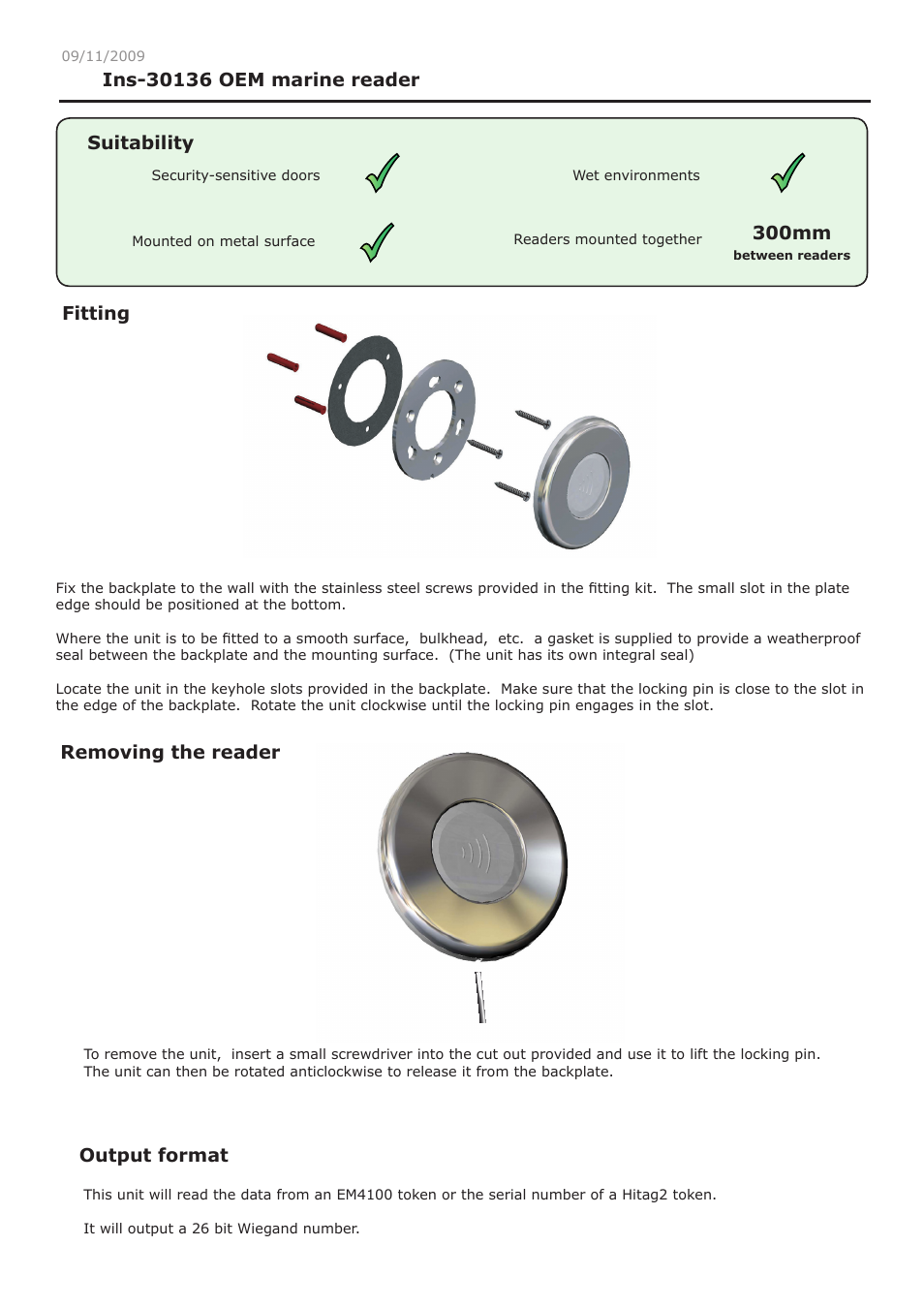 Paxton OEM marine reader User Manual | 2 pages