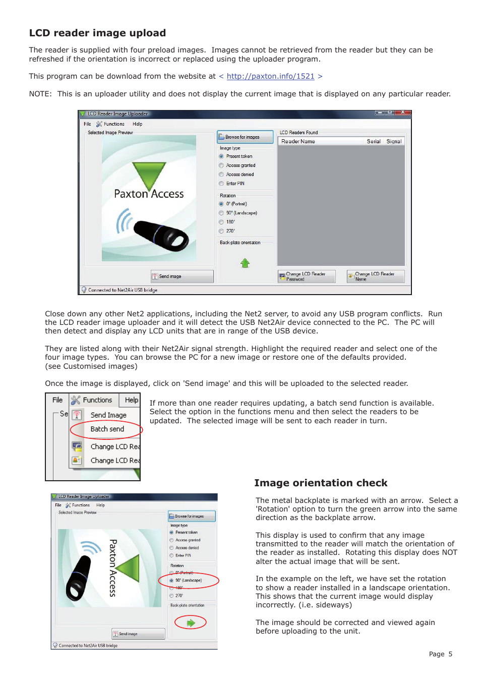 Lcd reader image upload image orientation check | Paxton PROXIMITY LCD reader demonstration unit User Manual | Page 5 / 10