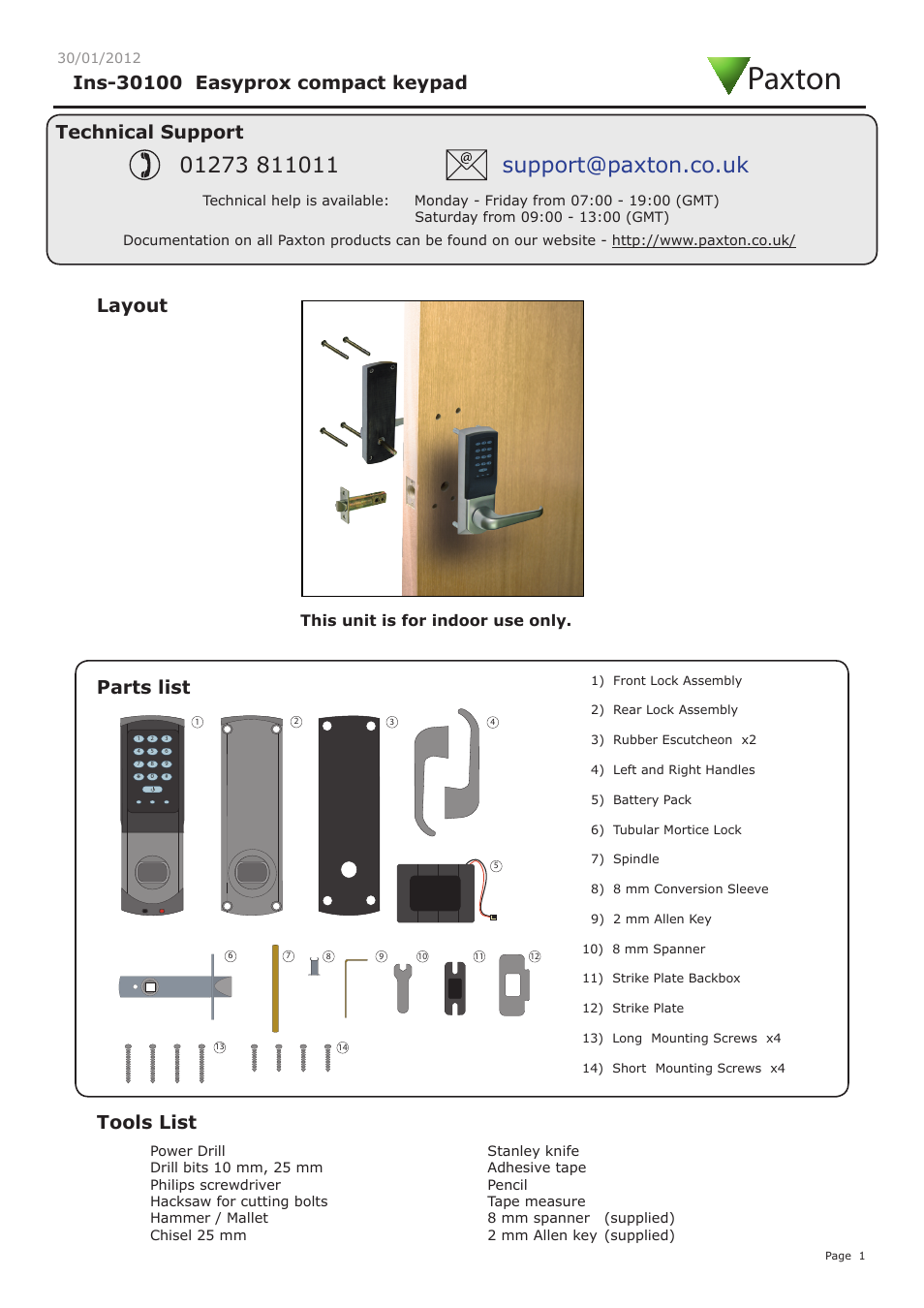 Paxton Easyprox compact keypad User Manual | 9 pages