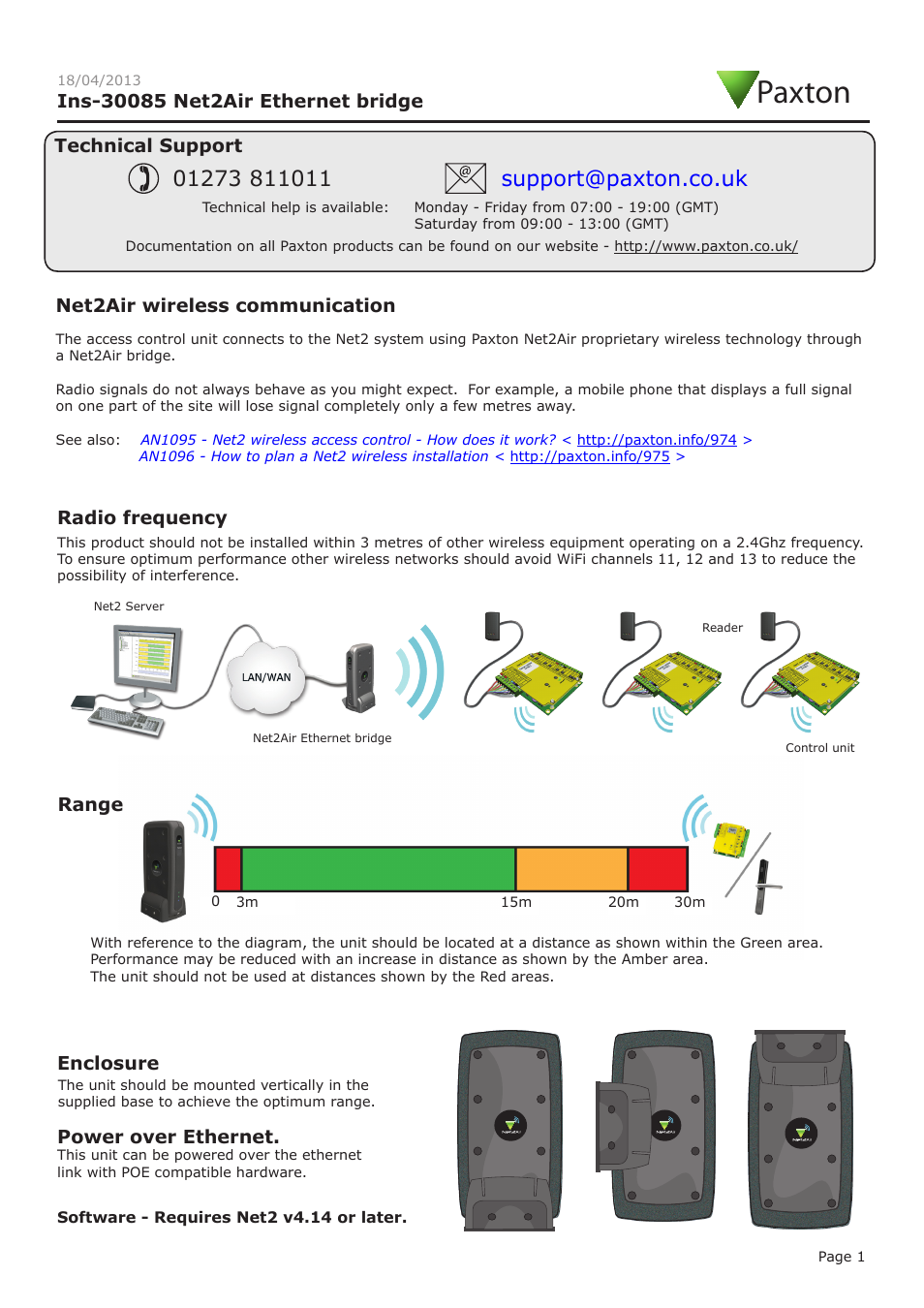 Paxton Net2Air Ethernet bridge User Manual | 3 pages