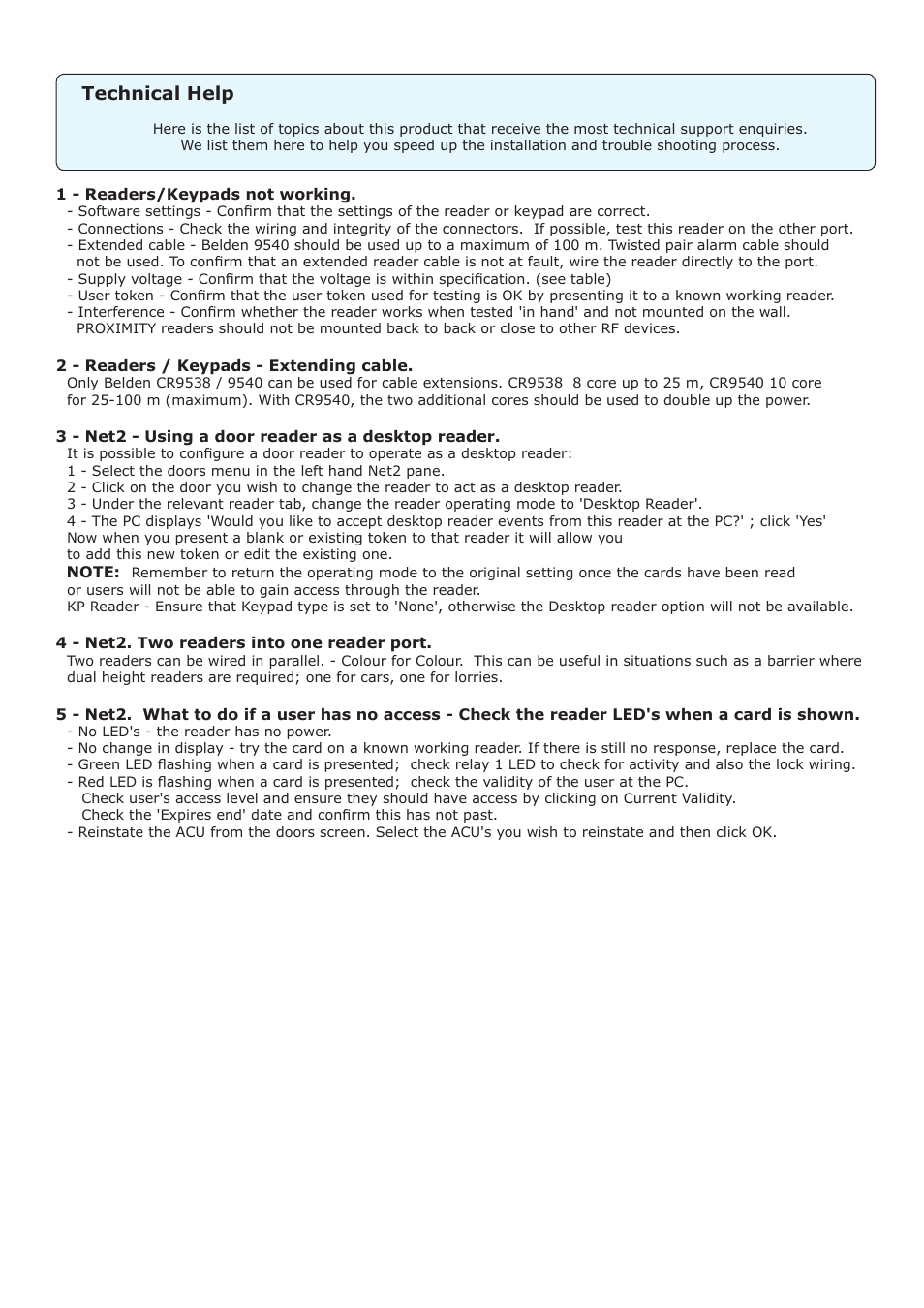 Technical help | Paxton PROXIMITY panel mount reader User Manual | Page 3 / 4