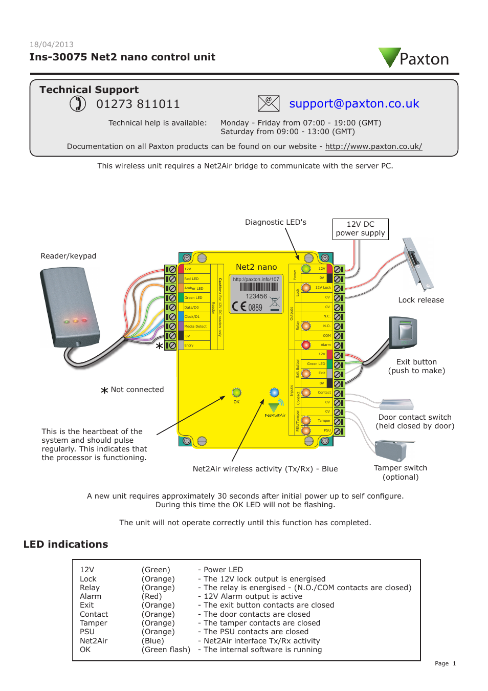 Paxton Net2 nano control unit User Manual | 5 pages