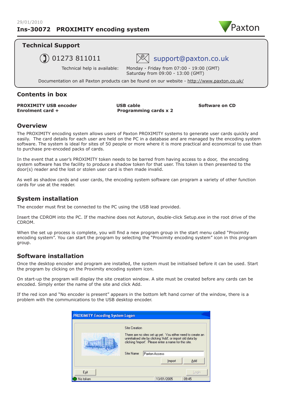 Paxton PROXIMITY encoding system User Manual | 6 pages