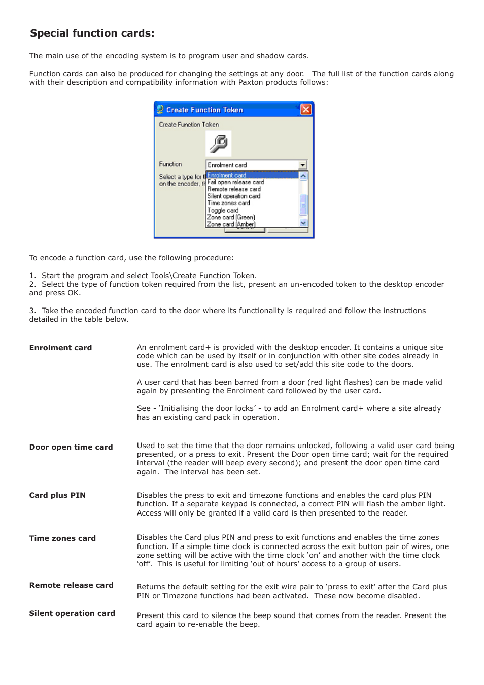 Special function cards | Paxton PROXIMITY encoding system User Manual | Page 4 / 6