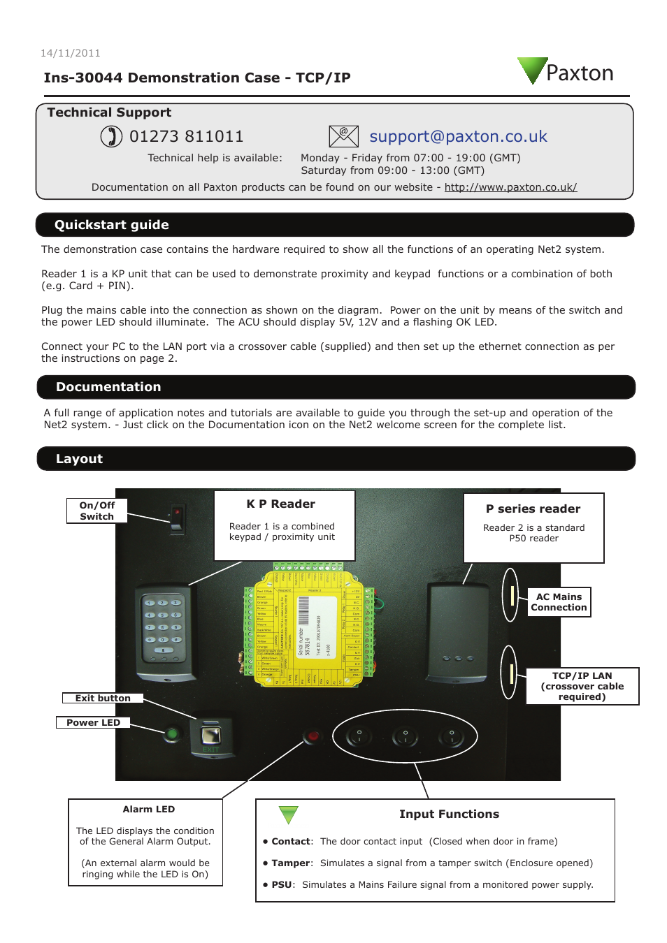 Paxton Demonstration Case - TCP/IP User Manual | 4 pages