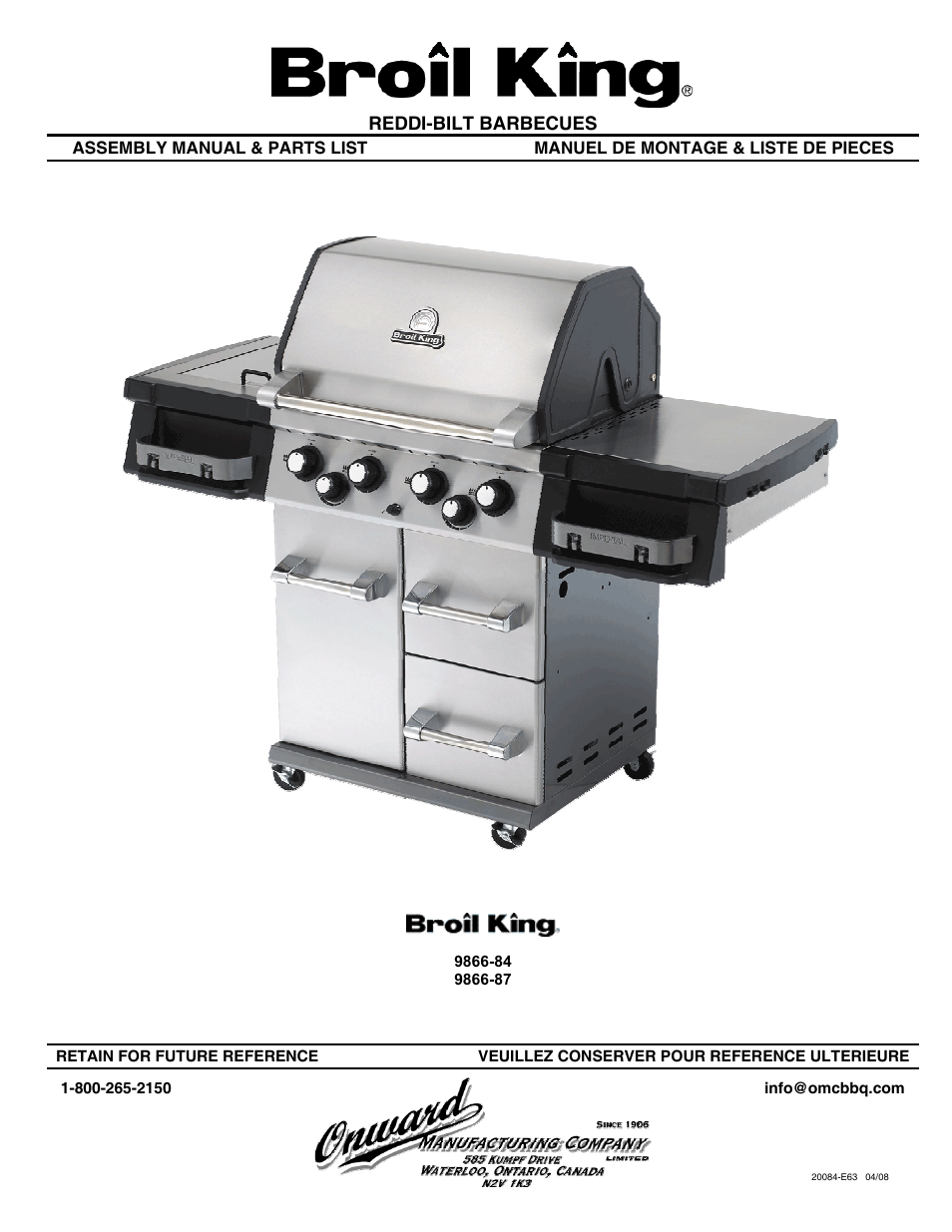 Broil King REDDI-BILT BARBECUES 9866-87 User Manual | 12 pages