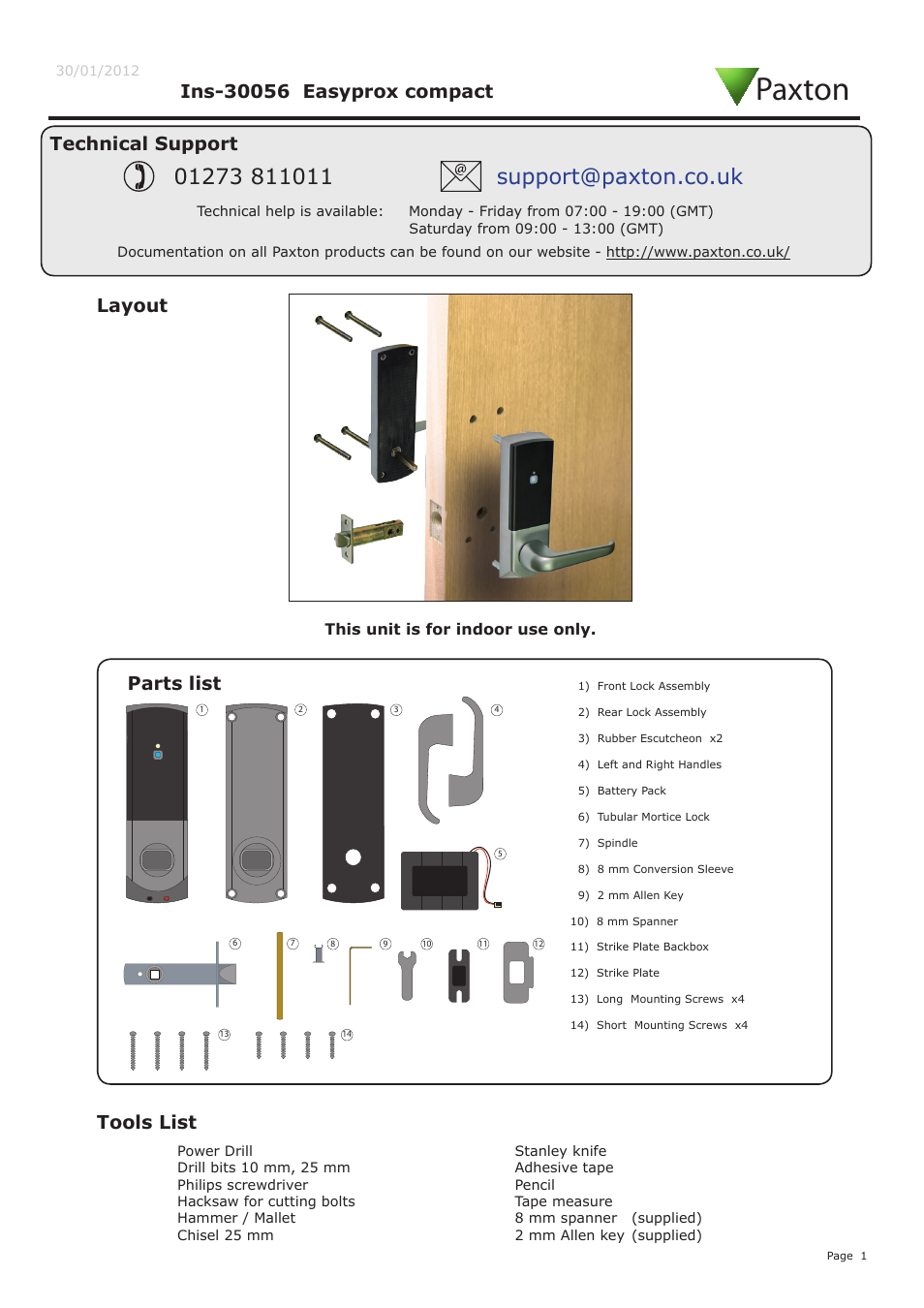 Paxton Easyprox compact User Manual | 7 pages