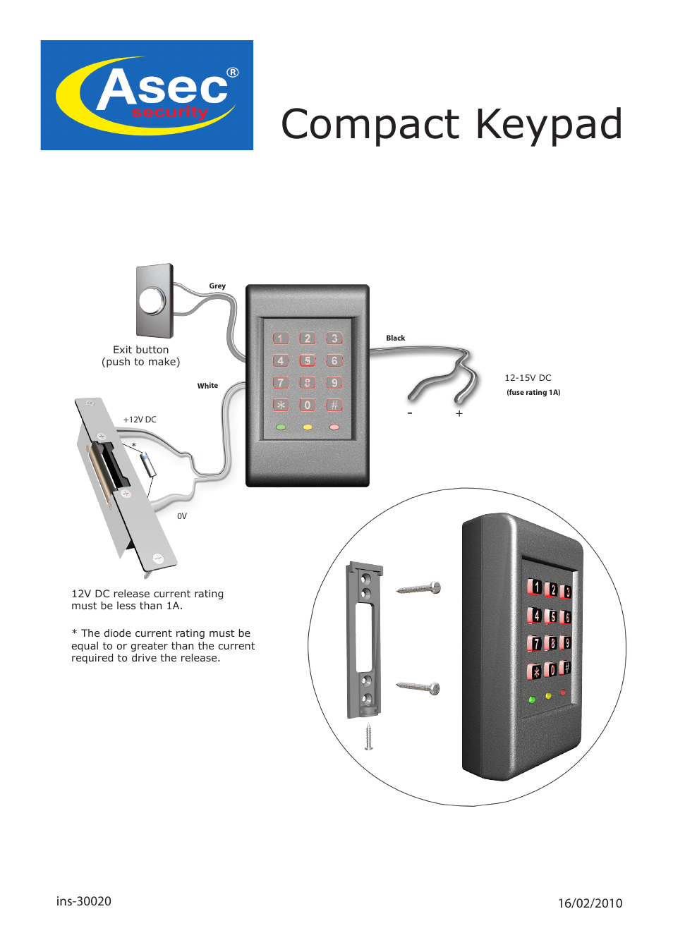 Paxton ASEC Compact Keypad User Manual | 7 pages